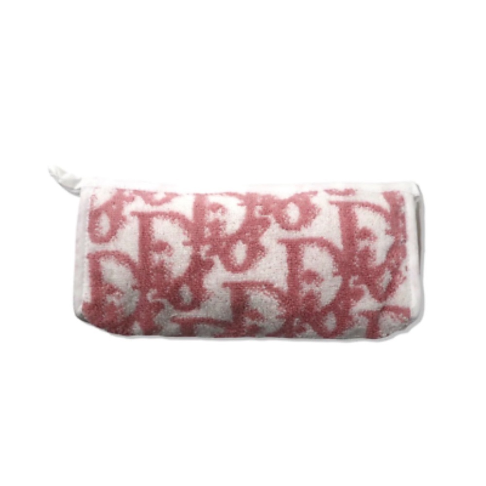 Dior Bag Vintage Monogram Diorissimo Terry Cosmetic Bag Pouch Pink White - Picture 2 of 4